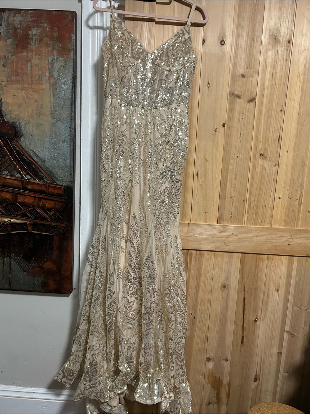 Sequin Embellished Corset back Evening Gown